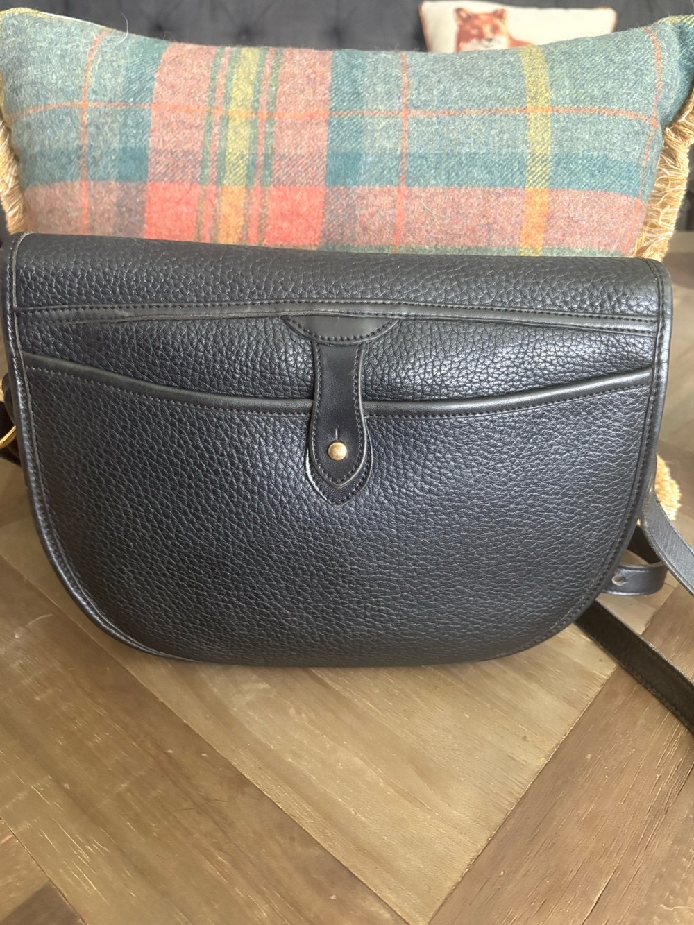 🦆 Rare Vintage Dooney & Bourke AWL Black Pebbled Leather Calvary Bag USA - Picture 4 of 14